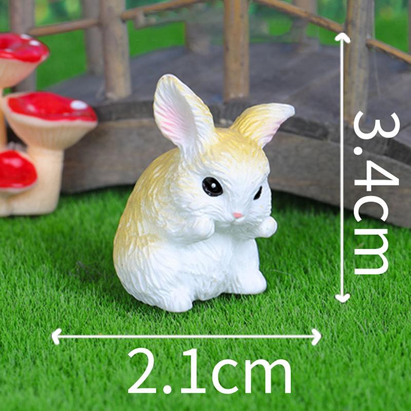 1PC Mini Simulation Rabbit Figurine Bunny Car Desktop Ornament Micro Landscape Decoration Dollhouse Miniature Toy