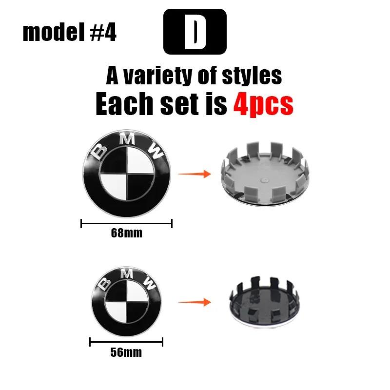 For b m w Car Black White BMW Logo Front Hood Emblem Rear Badge Wheel Hub Cap 56mm 68mm steering wheel sticker 45mm Accessories