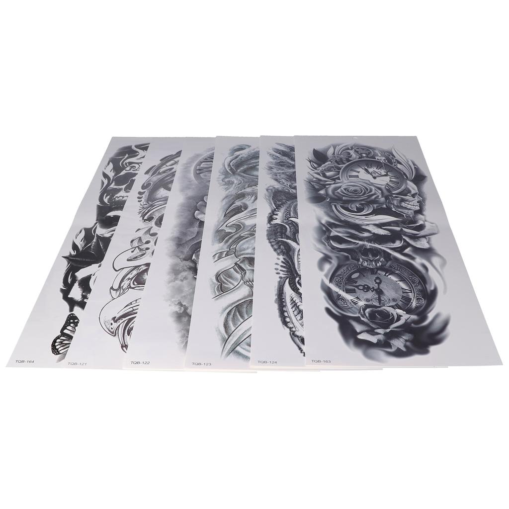 6pcs Full Arm Tattoo Sticker Temporary Waterproof Fake Tattoos Stickers for Women Men