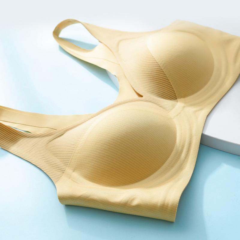 One-piece Non-marking Underwear for Women with Gathered and Fixed Cups with Soft Support and No Steel Ring Bra