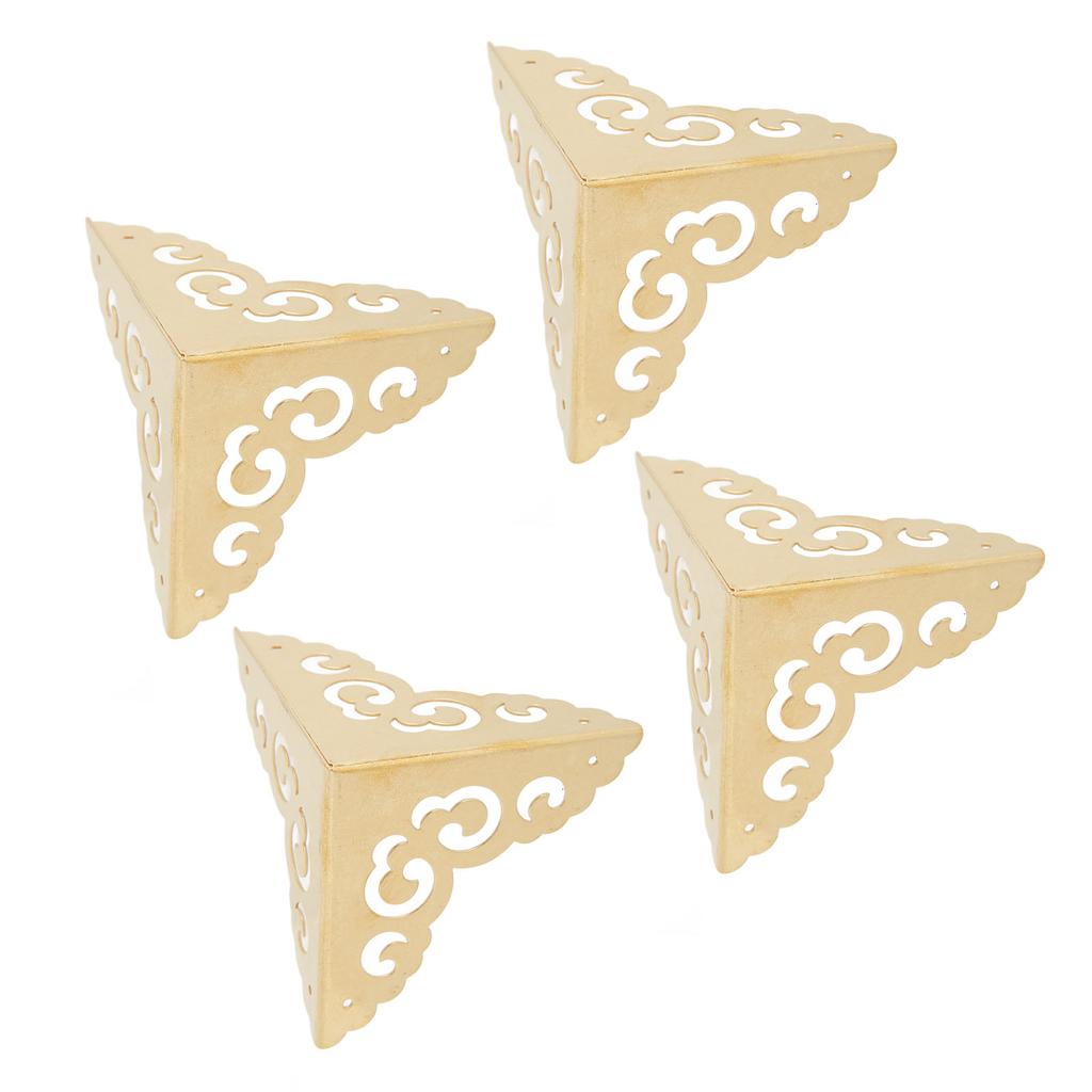 4 Pack Furniture Corner Protector Wooden Desk Edge Jewelry Gift Box Cabinet Corner Guard Set Brass