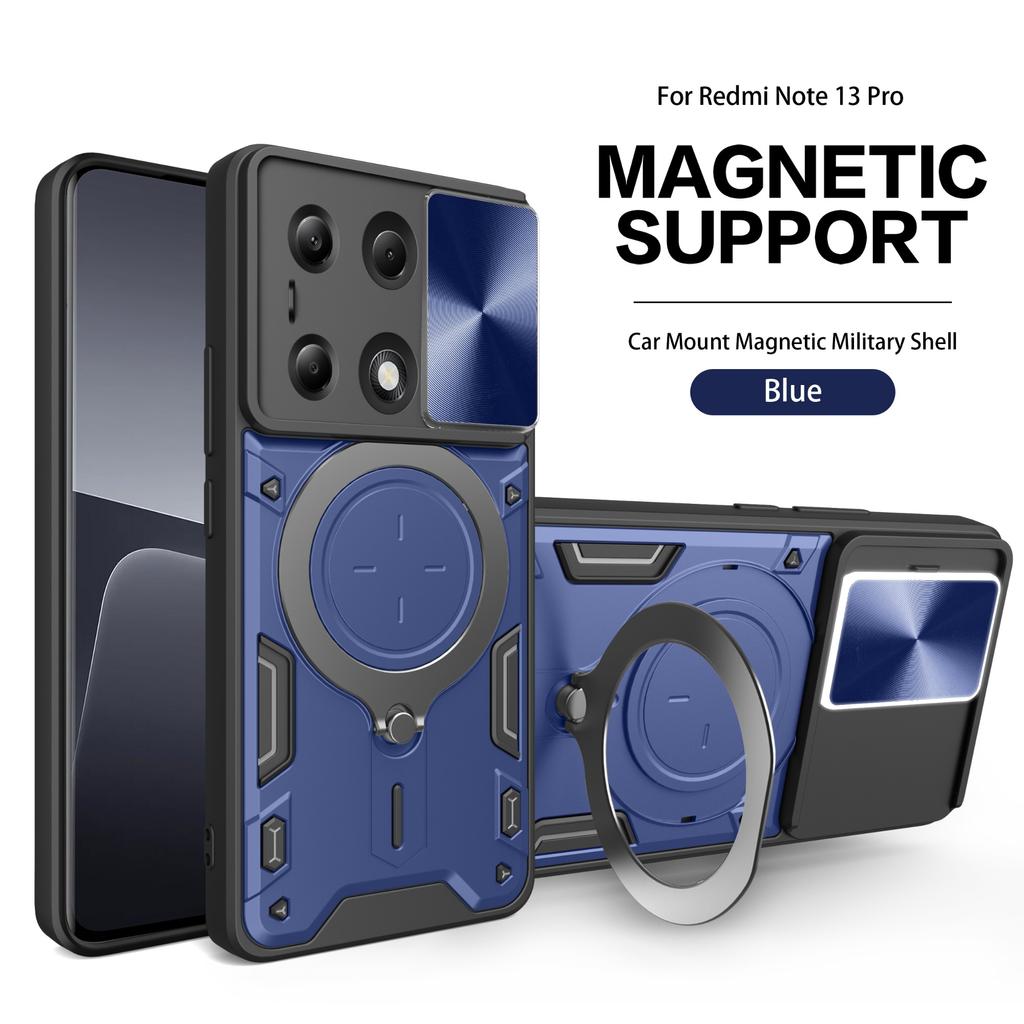 Противоударный магнитный чехол для Redmi Note 13 Pro Plus 5G 4G 13C POCO X6 Pro 5G M6 Pro4G, кольцо-подставка для объектива камеры, защитная крышка
