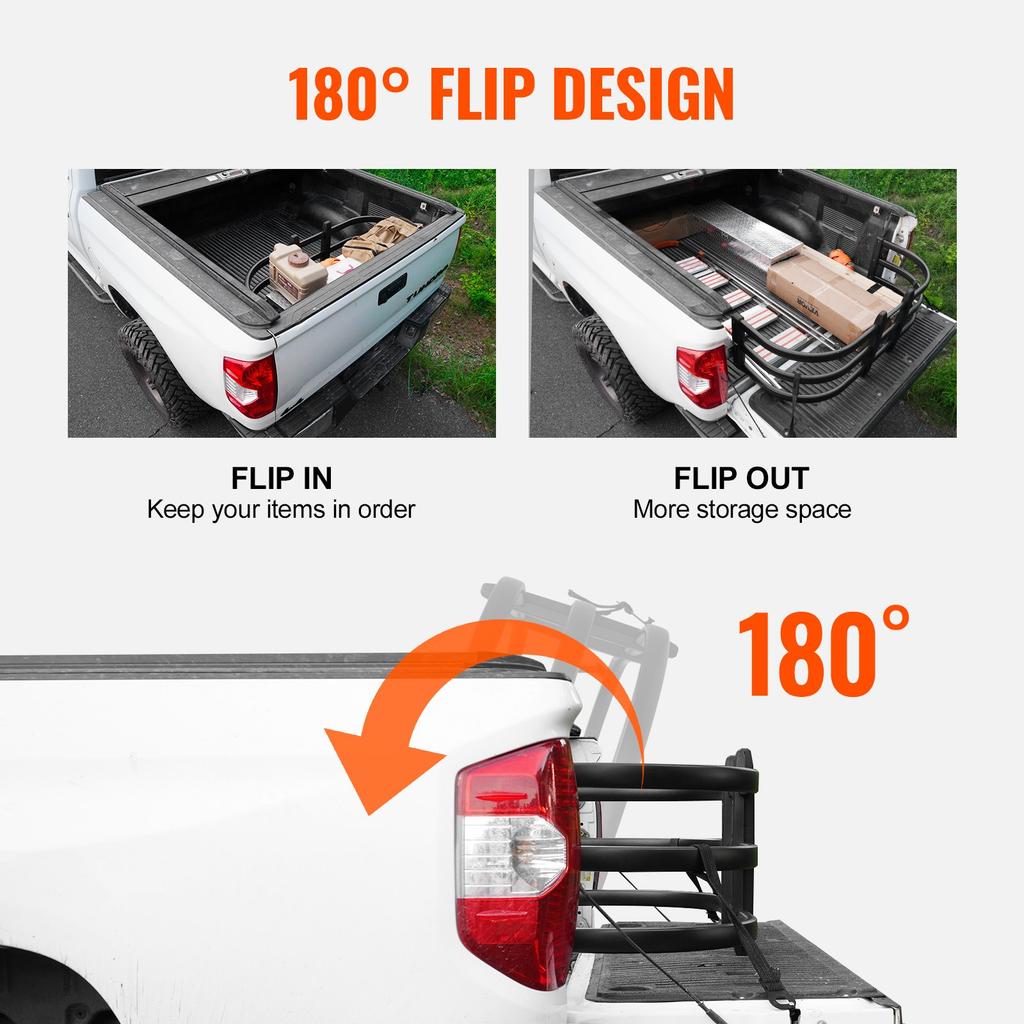 VEVOR Truck Bed Extender, Aluminum Retractable Tailgate Extender, 141-173 cm, Fits for Ford Super Duty, F150, Dodge Ram 1500/2500/3500, Toyota Tundra