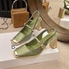 New Guofeng Mary Jane Women's Shoes 2025 Summer New Versatile Square Head Thick Heel One-word Shoe with Shallow Mouth Xiaoxiangfeng Single Shoes
