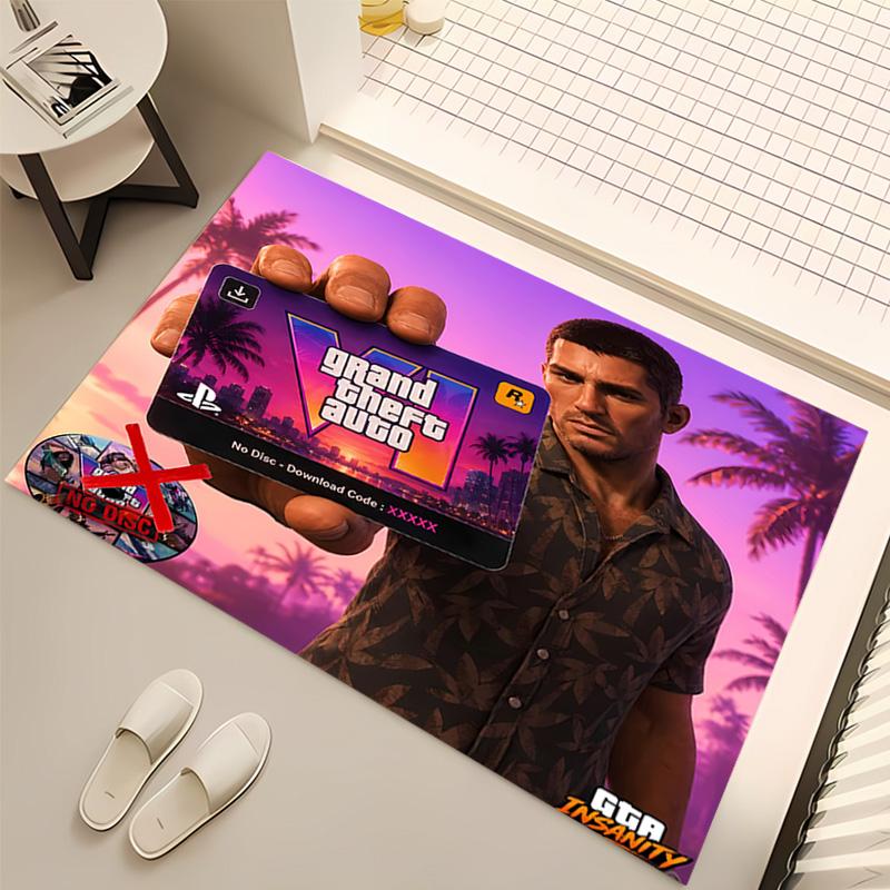 1pc Game Grand Theft Auto Print Area Rug - Soft, Washable Non-Slip Indoor Mat, Living Room, Home Office Decorative Rug,Office Decorative