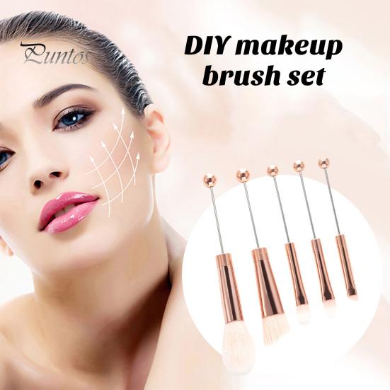 5 шт./компл. набор кистей для макияжа, сделай сам, металлическая ручка, бисер, тонкая мягкая щетина, натуральные нежные кисти с эффектом макияжа