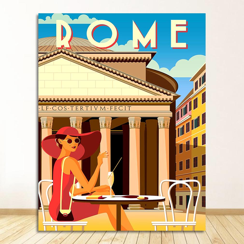 Italy Rome Capri Tuscany Retro Posters and Prints Travel Cities Landscape Wall Art Picture Bedroom Hd Print Vintage Art Painting