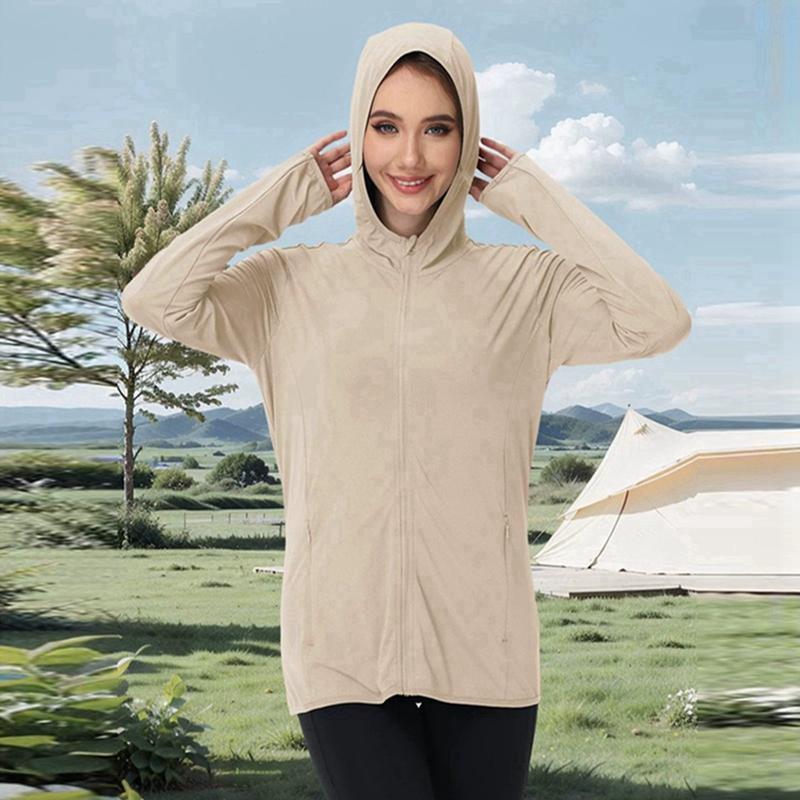 Летний женский кардиган с капюшоном и защитой от солнца UPF50+, солнцезащитное пальто большого размера с длинным рукавом, легкая куртка