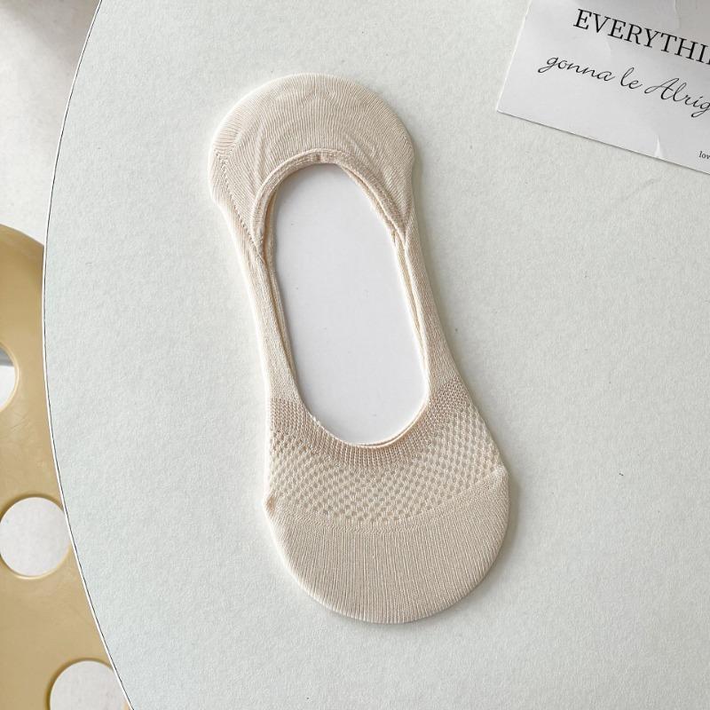 Женские летние тонкие однотонные сетчатые силиконовые нескользящие носки-подследники с невидимым бесшовным задником