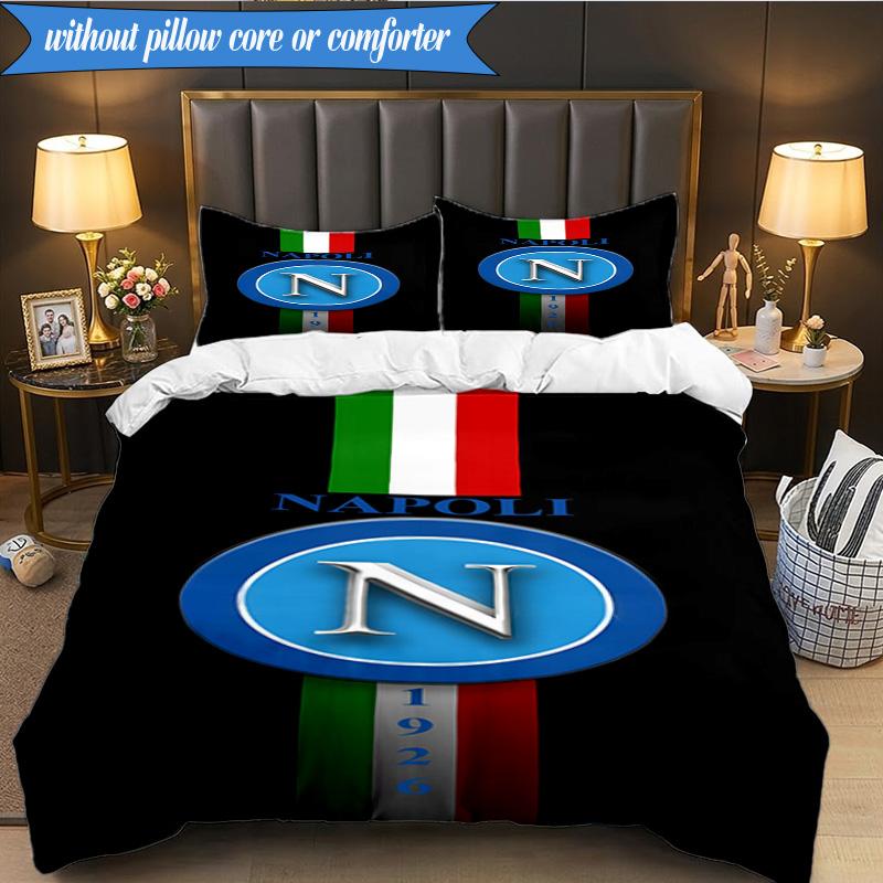 3PCS Napoli Blue Energy Symbol Bedding Set 2D Printing (Includes 1 Duvet Cover + 2 Pillowcases Coreless), Bedroom decor,Fan gift
