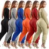 European & American Plus Size V-Neck Solid Color Casual Two-Piece Legging Suit for Women
