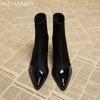 Высокие каблуки кожаные женские зимние ботильоны с острым носком сексуальная обувь дизайнерские зимние женские 2024 модные тенденции гладиаторские ботинки женские