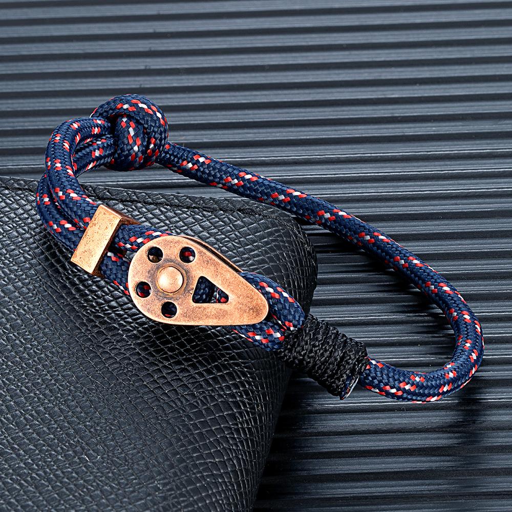 Locomotive Men Punk Rock Cableway Buckle Bracelet Adjustable Nautical Rope Bracelets Mountain Camping Buckle Accessory