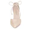 Allegra K Women's Ankle-Tie Chunky Heel Pointed Toe Pumps, Beige, Size 24.5cm