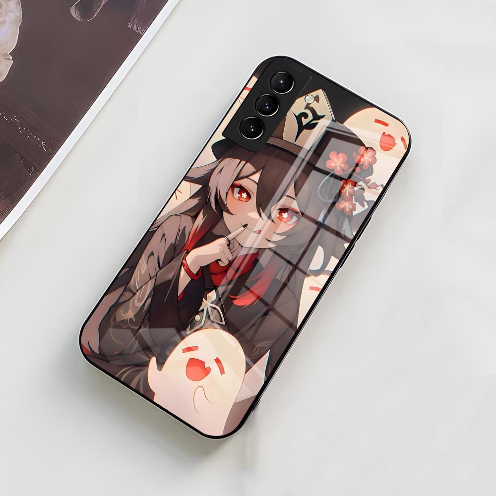 Чехол для телефона Genshin Impact Ху Тао HuTao для Samsung A56 A36 A26 A16 A15 A25 A35 A55 A14 A34 A24 A54 Стеклянный чехол