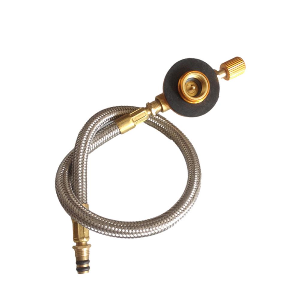 Outdoor Gas Stove Pipe Valve Stainless Steel Braided Hose Stove Burner Adapter Valve Connector For Camping Stove Accessories