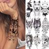 1 PC 210*114MM Coyote Cat Lion Mermaid Temporary Tattoos For Men Women Black Moon Snake Sword Tattoos Sticker Fake Line Art Tattoo