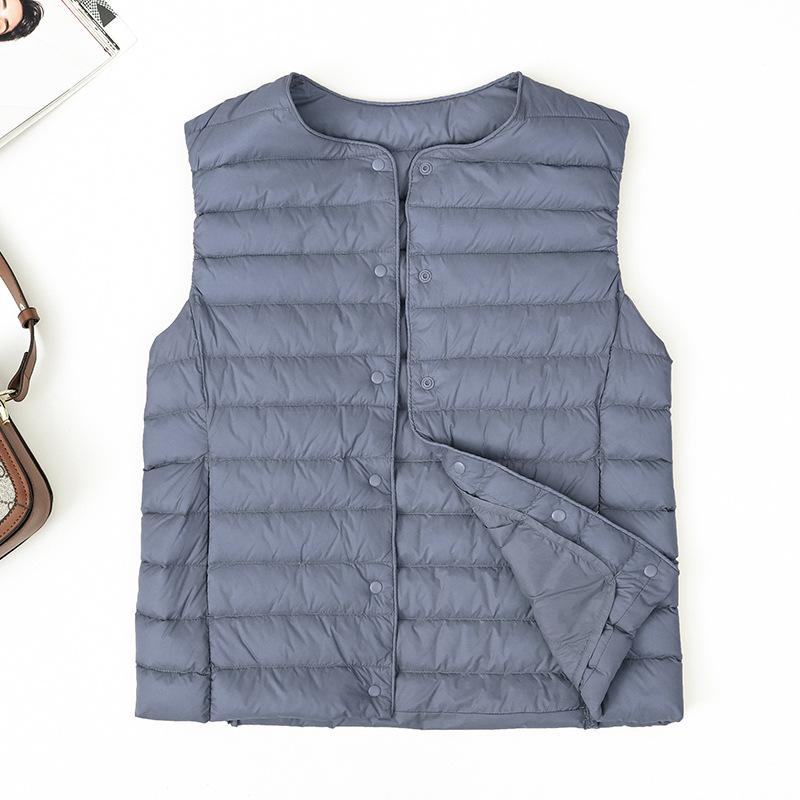 Женская 2025 Легкая Приталенная Куртка Пуховик с Коротким Круглым Вырезом - Теплая 90% Утиный Пух