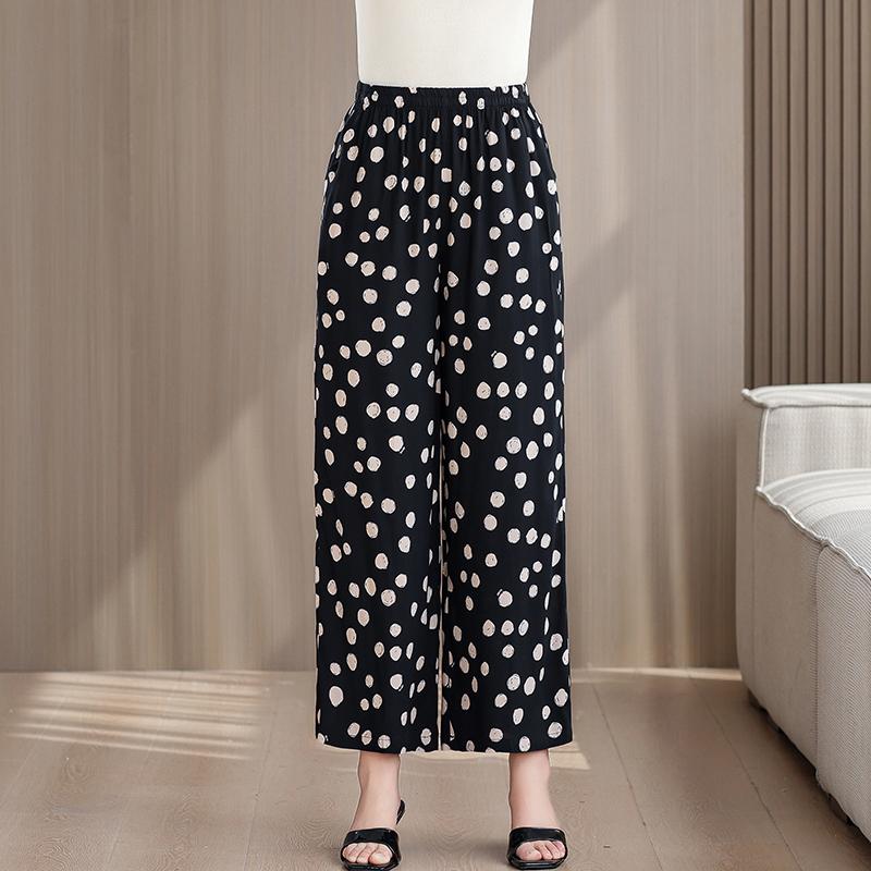 Большие размеры Летние женские брюки Высокая талия Свободная винтажная одежда Эластичный пояс Летние брюки