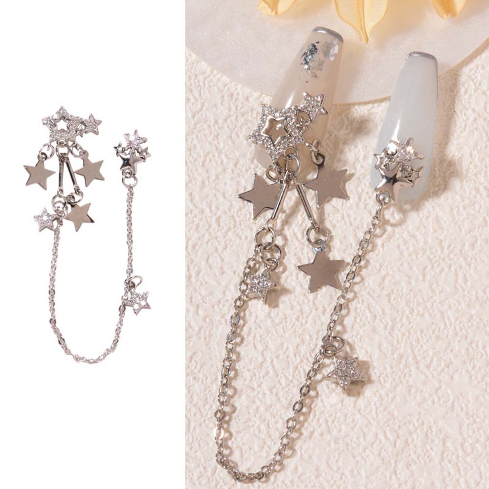 Luxury Pearl Star Chain Jewelry Bowknot  Nail Art DIY Nail Art Decorations Nail Rhinestones