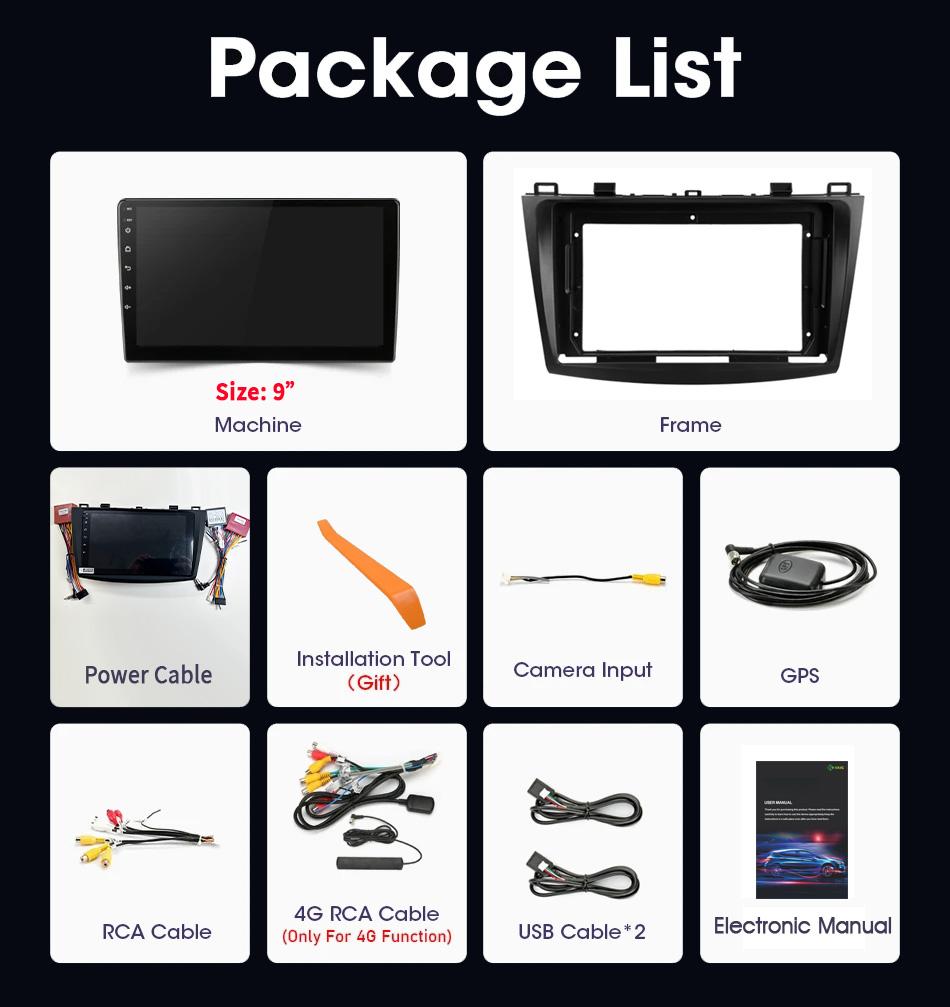 Android 13 Для Mazda 3 II Для Mazda 3 BL 2009-2013 Автомагнитола Стерео Мультимедиа Навигация GPS Беспроводной Carplay 4G Экран Стерео