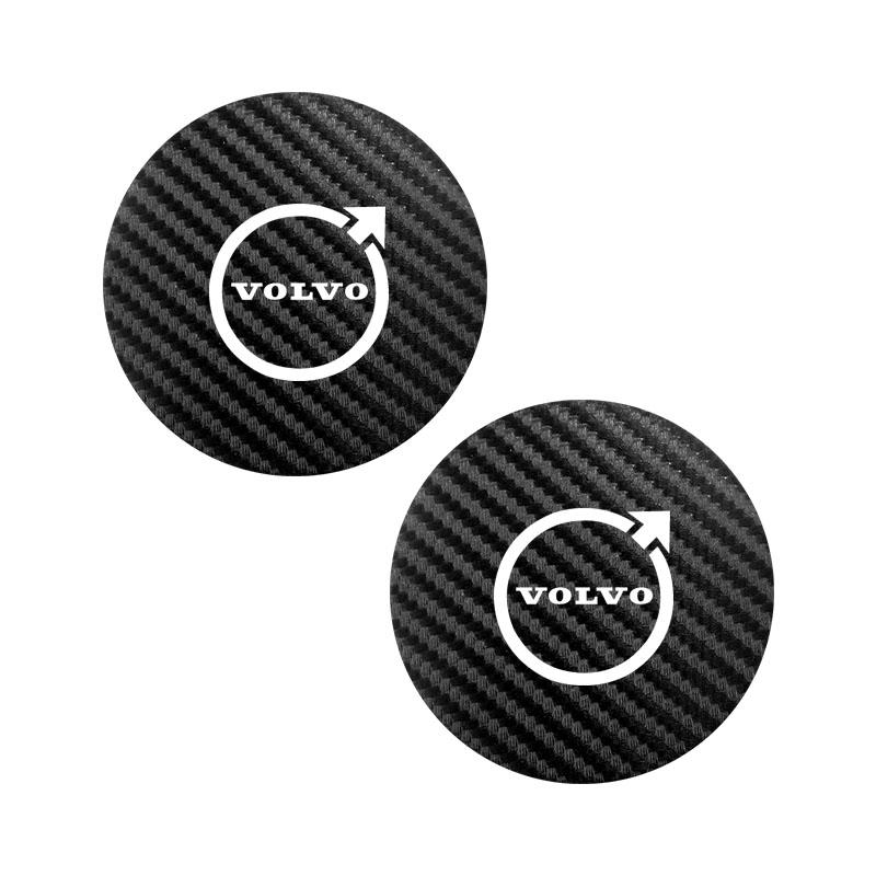 2Pcs Car Leather Coaster Pad Anti-noise Water Cup Mat For Volvo Rdesign XC60 XC40 V60 V70 XC90 V90 V40 EC40 EX40 S80 S60 S90 C70