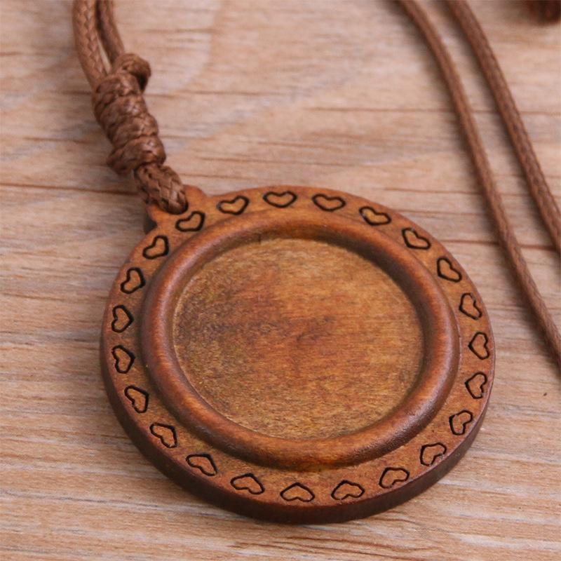 Ожерелье-кулон '13 стилей' DIY с полым 'Камнем времени' и кружевной деревянной основой