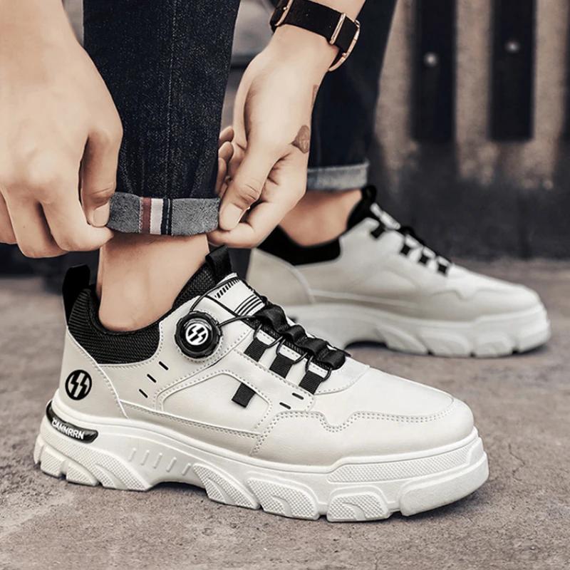 Модные мужские короткие ботинки для альпинизма 2024 года, модная ретро-обувь с вращающимися пуговицами, высокая толстая подошва, спортивная обувь для отдыха на природе, повседневная обувь для путешествий