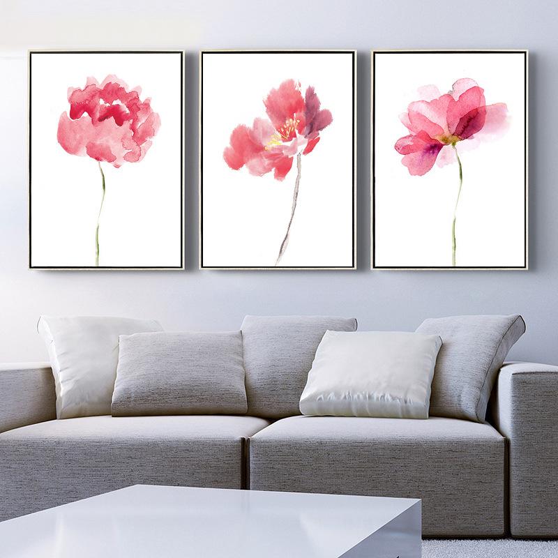 Винтажный минималистичный розовый цветок орхидеи, печать плакатов, настенная картина для гостиной, картина на холсте, домашний декор, без рамки