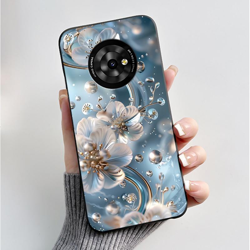 For TCL Suixuetang M1/OneTouch T615N Case Back Cover Fashion Butterfly Flower Black Shockproof Soft Silicone Bumper Phone Casing