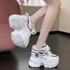 10CM High Heels Autumn Chunky Sneakers for Women  New Platform Sports Mesh Shoes Woman Lace-up Thick Bottom Dad Shoes Ladies