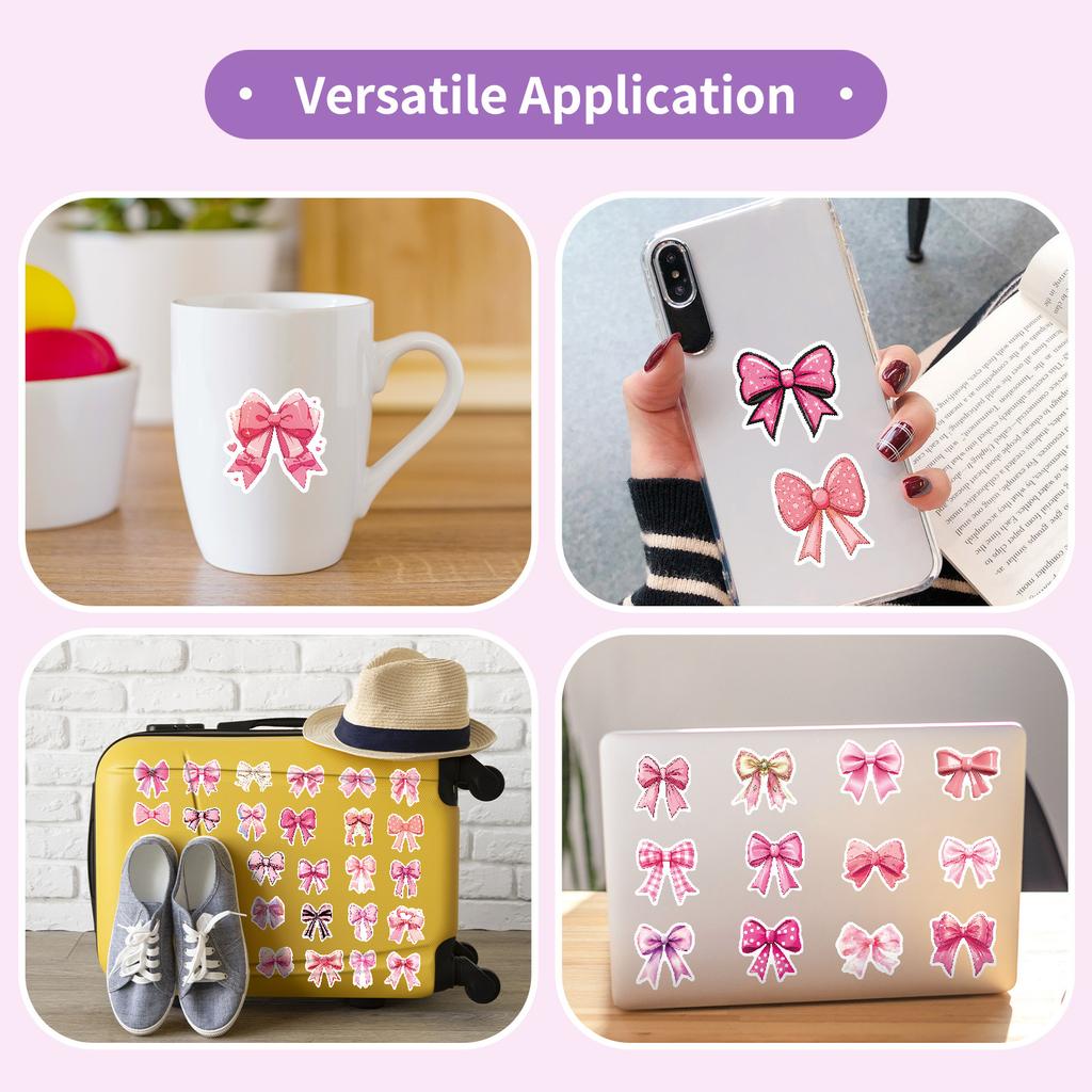 50 шт. Наклейки граффити с розовыми бантиками Барби, девичьи сердечки, высокоценные декоративные наклейки для телефона, багажа и дневника