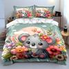 Cute Koala with Flowers Bedding Bedding Duvet Cover Set Duvet Cover Pillowcases (1 * Duvet Cover 2 * Pillowcases, without duvet insert)
