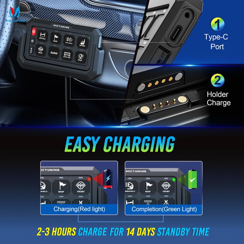 MICTUNING 328 футов Беспроводная RGB Панель переключателей на 12 групп Универсальная система управления цепями Блок реле Тумблер Мгновенный Переключатель стробоскопа