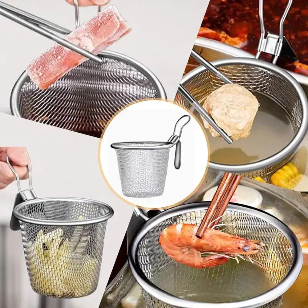 1Pcs Cooking Utensils Hot Pot Strainer Long Handle Frying Filter Basket Mesh Strainer Spoon