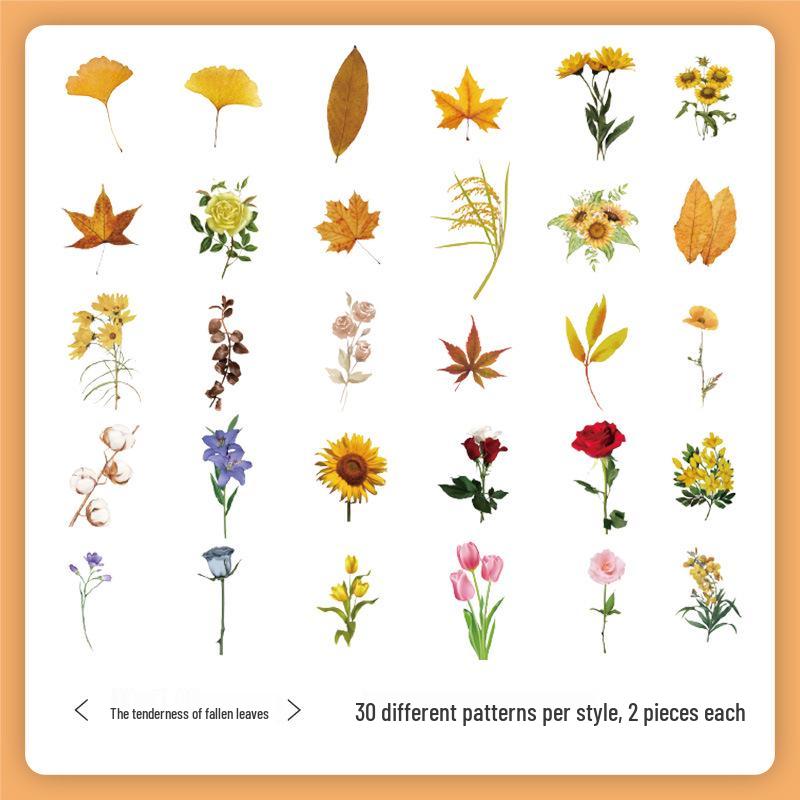 Joyful Nature Story Notebook Sticker Pack: 60 Retro Plant Stickers for Creative Children's Journaling