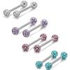 New 1/4Pcs Rhinestone Round Ball Tongue Nose Stud Nipple Lip Piercing Women Jewelry Life Store