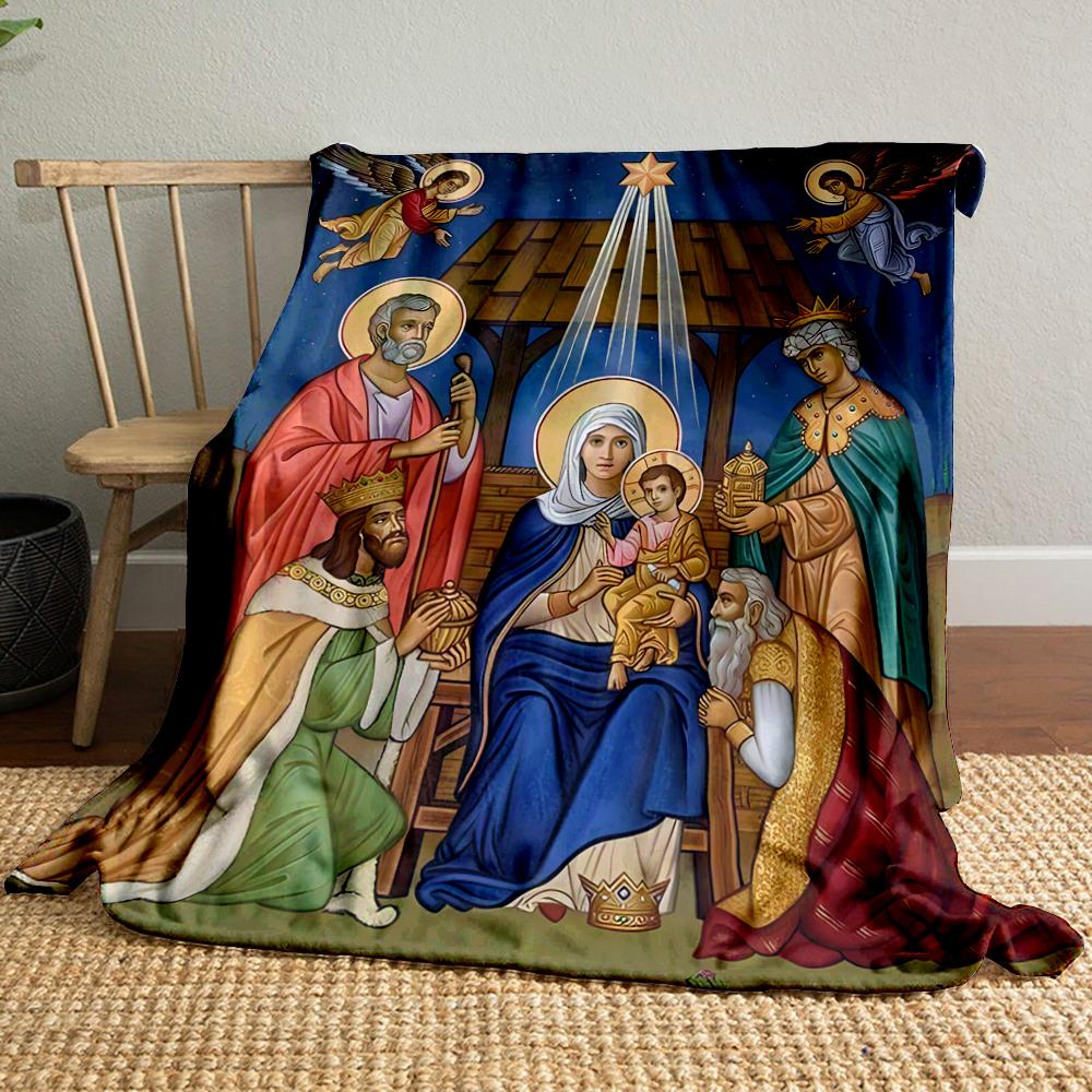 Nativity Scene with Three Wise MenFlannel blanket for bedroom, living room, sofa, and nap