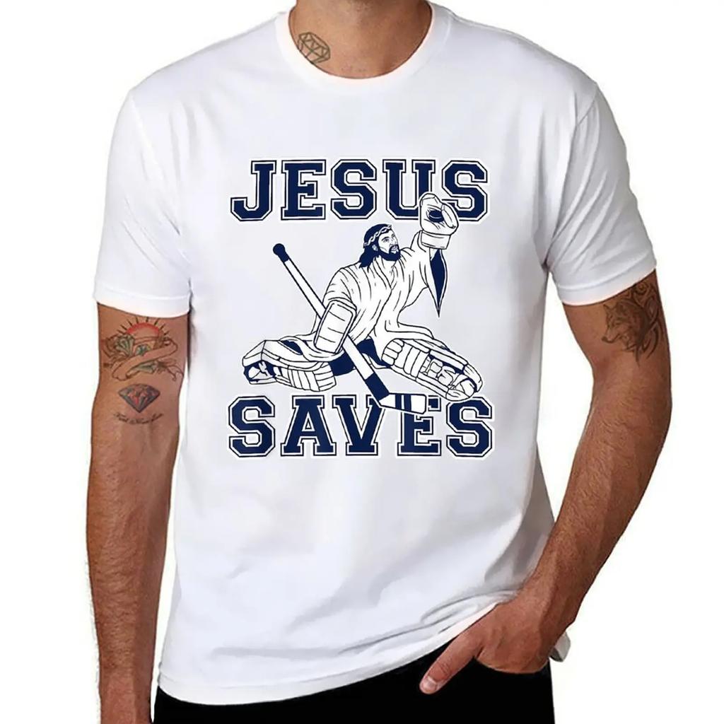 Funny Hockey Shir - Jesus Saves Shir - Goalie Shir T-Shirt shirts graphic tops tshirts personalised plus size men clothing