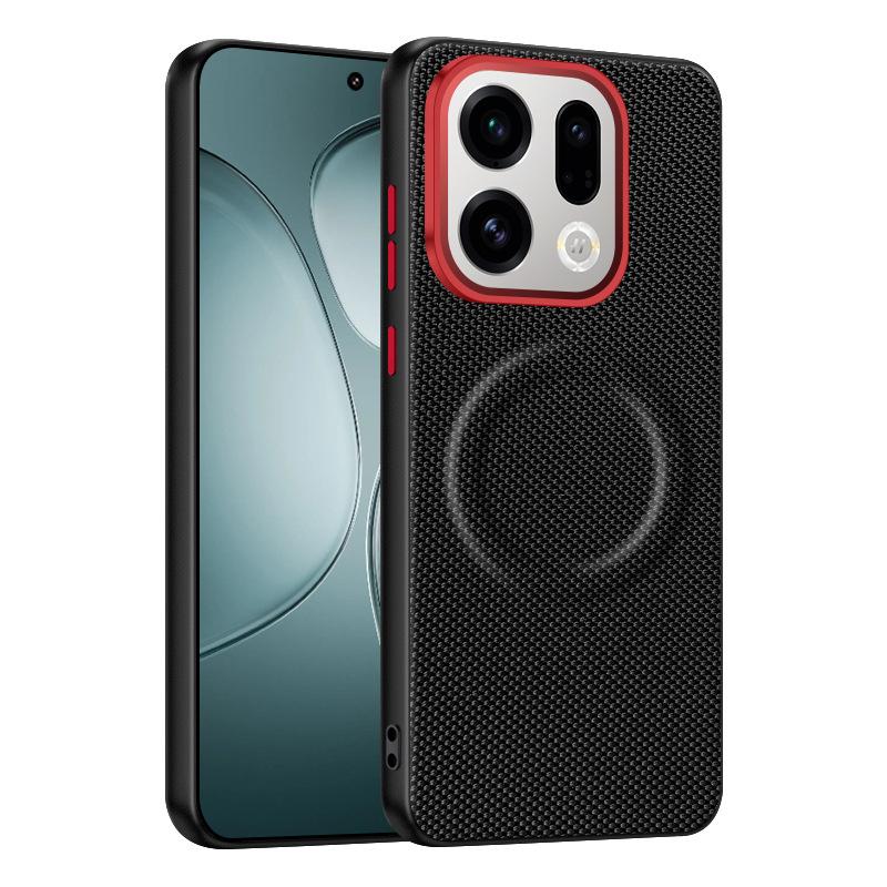 For Oppo Find X9 and Find X9 Pro Case Magsafe Metal Alloy Camera Protection Independent Buttons Vegan Leather  Case Cover