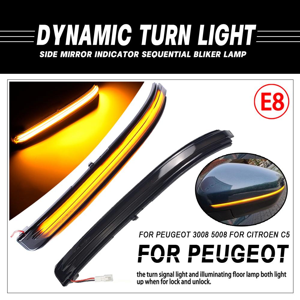 2pcs For Peugeot 3008 5008 Dynamic Turn Signal 2017- 2022 For Citroen C5 Aircross LED Side Mirror Indicator Blinker Light arrow