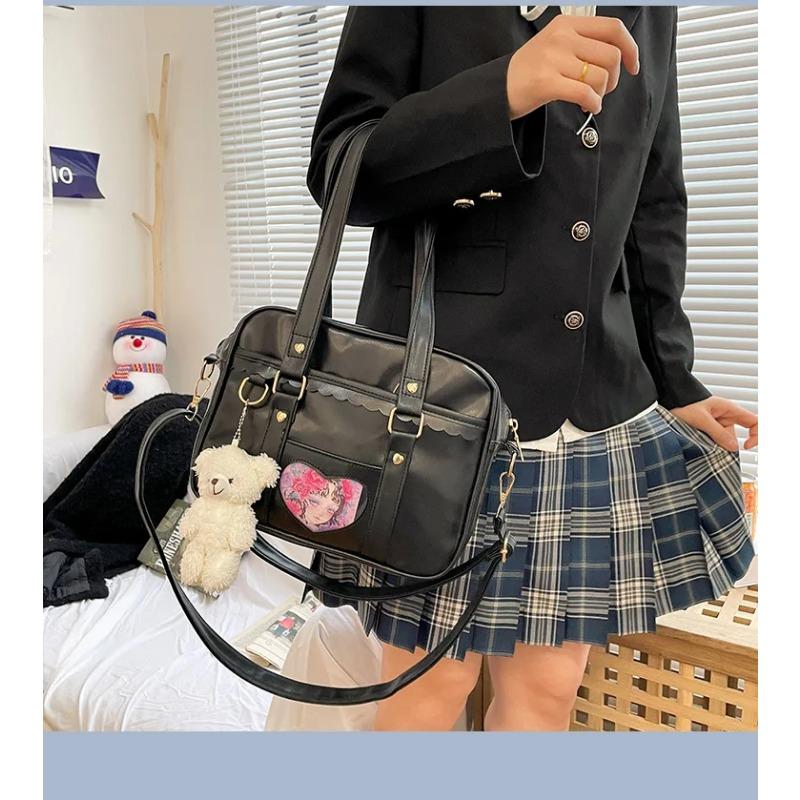 New Japanese JK Portable Uniform Shoulder Bag PU Love Pain Bag Simple Campus Girls Soft Cute Messenger Bag Itabag IB065
