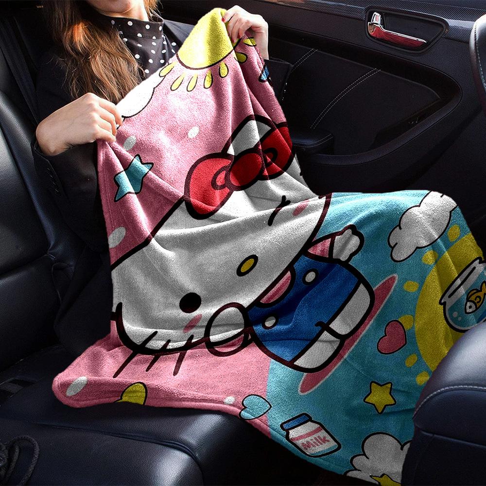 1 шт. Молочное одеяло Hello Kitty Легкое фланелевое покрывало для дивана, кровати, путешествий, кемпинга, гостиной, офиса, кресла