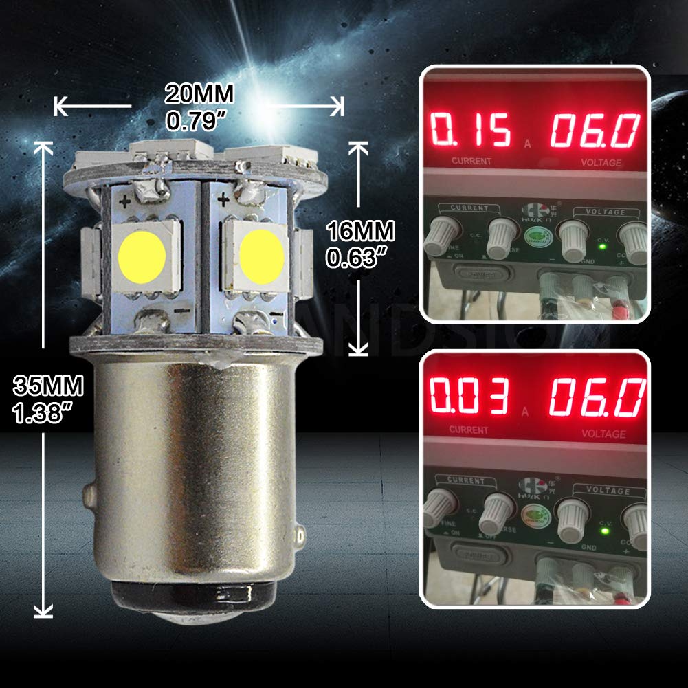 Ruiandsion 2 шт. 6 В S25 1157 BAY15D светодиодная лампа со смещенными контактами 180° 5050 12SMD лампа заднего хода стоп-сигнал, белый 6000K