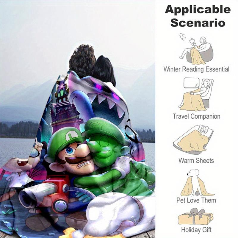 1pcLuigi's Mansion 3 Plush Blanket - Soft and Comfortable, Suitable for All Seasons - Perfect Gift for Luigi FansB06025m
