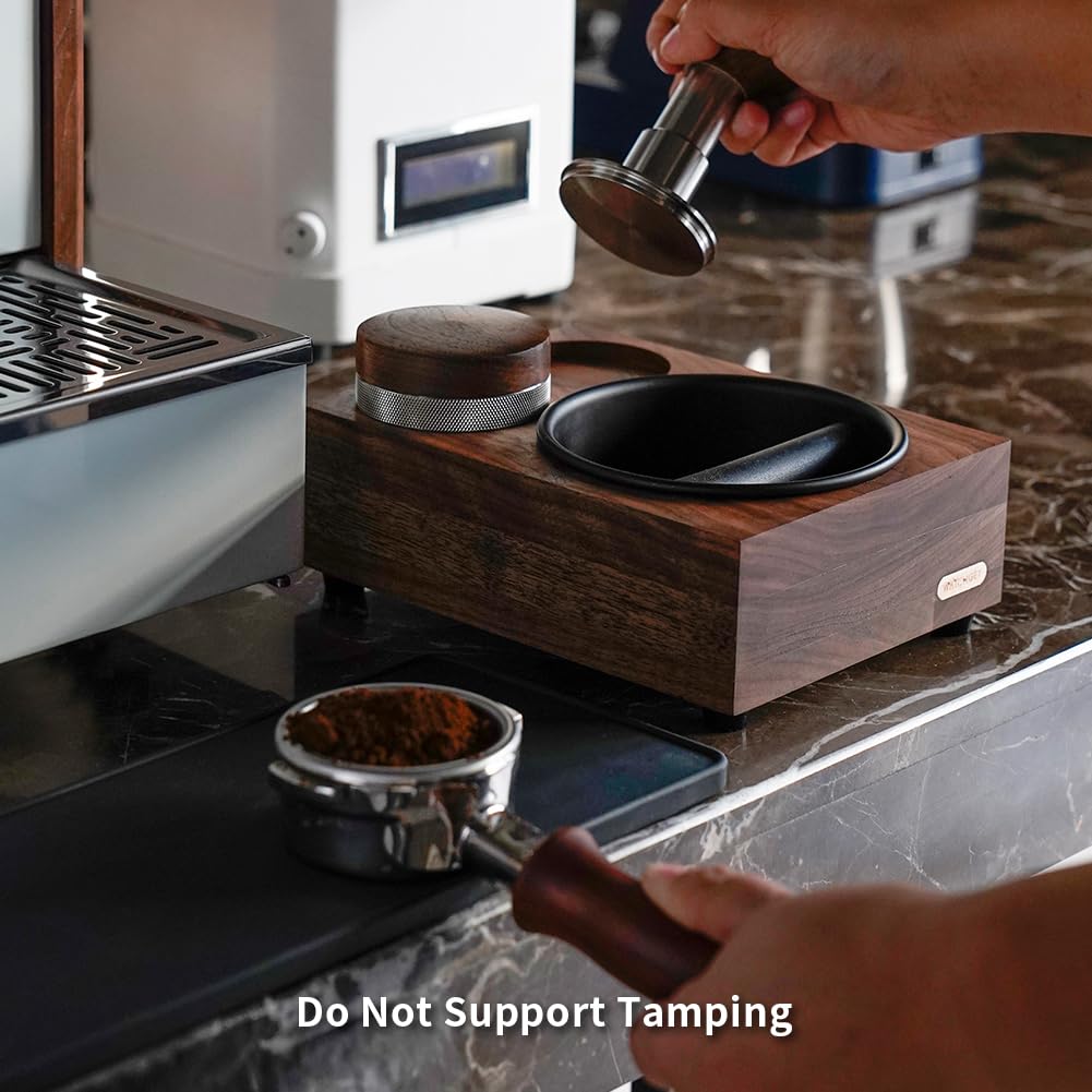 Watchget Knock Box Espresso Knock Box Knock Box Tamper and Distributor Stand Storage Compatible with Walnut Coffee Knock Box Coffee Residue Bucket