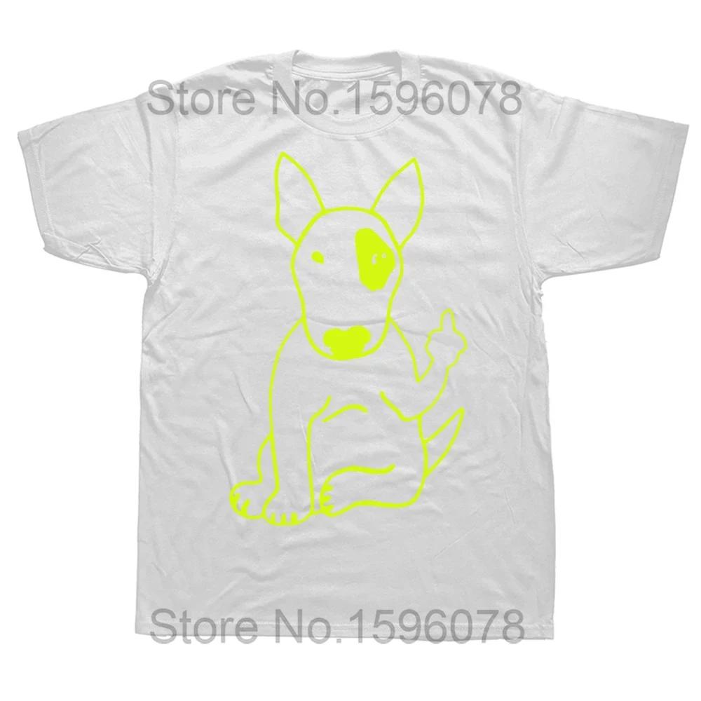 Novelty English Bull Terrier Middle Finger Dog Lover T Shirts Graphic Cotton Streetwear Short Sleeve Birthday Gifts T-shirt Men