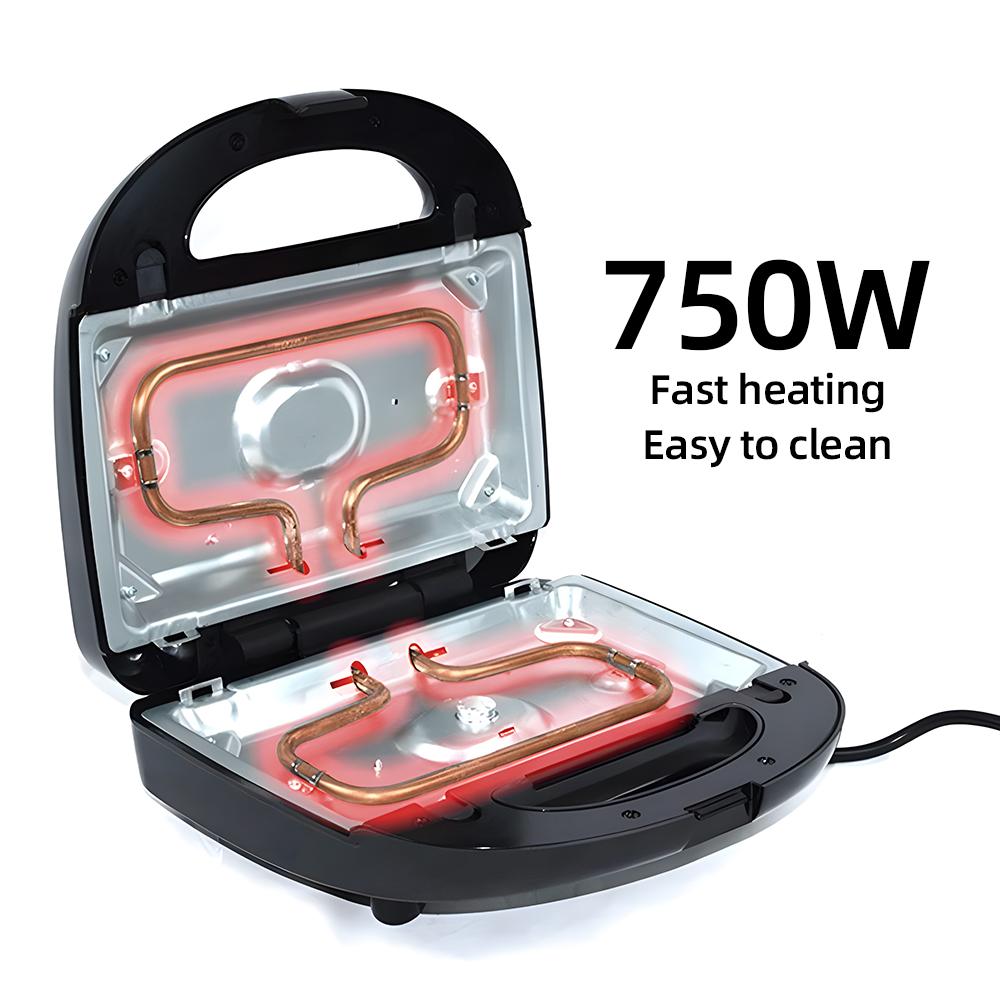 Вафельница 6 в 1, двухсторонний нагрев, электрическая вафельница, 750 Вт, со съемными антипригарными пластинами