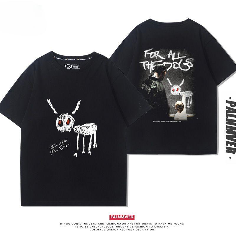 Hip Hop Drake Drake New Album for All The Dogs Short Sleeve Men's T-Shirt Street European and American Trend Clothes Summer