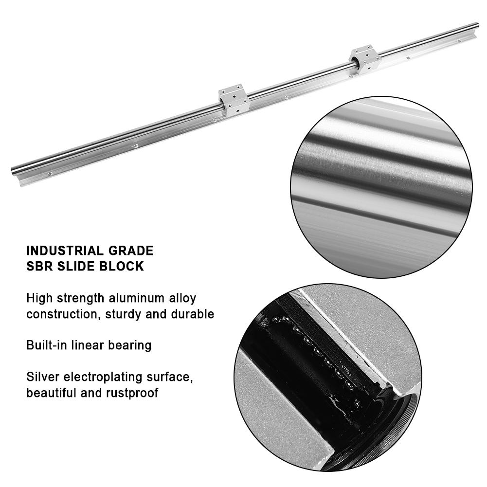 2pcs SBR16 1000mm Linear Slide Rail Shaft 4pcs SBR16UU Baring Slide Block